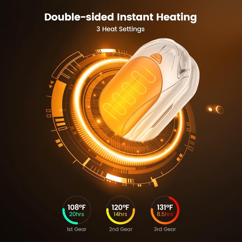 POMPONGO AI Hand Warmers Rechargeable 2 Pack,6000mAh Rechargeable Hand Warmer,20Hrs Long Heating Electric Hand Warmer,Portable Pocket Heater,Pocket Size Hand Warmer, Gifts for Christmas - Image 3